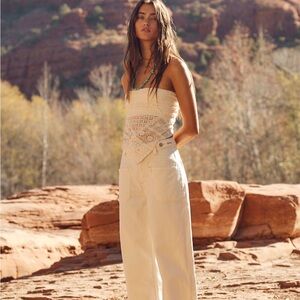 We The Free Cream Flare Wide Leg Jeans Palmer cuffed size 30